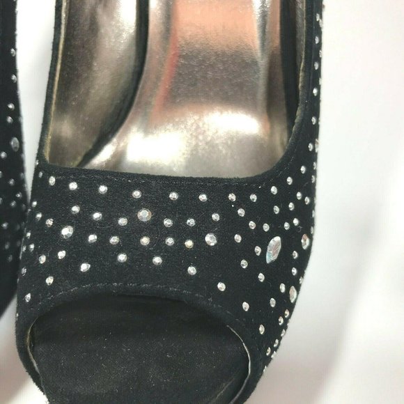 Bongo Fame sz 6 stiletto metallic studs black sued - Picture 5 of 12